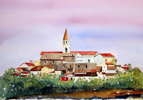 Italian Village Poster featuring the painting Castelnuovo della Daunia by William Renzulli