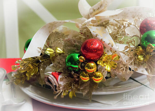 Christmas Poster featuring the photograph Christmas table setting by Agnes Caruso