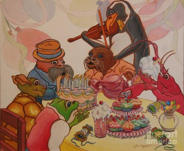 Birthday Poster featuring the painting A Birthday Surprise by Gail Allen