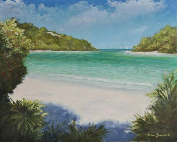 Tropical Beach Poster featuring the painting Tropical Lagoon by Alan Zawacki