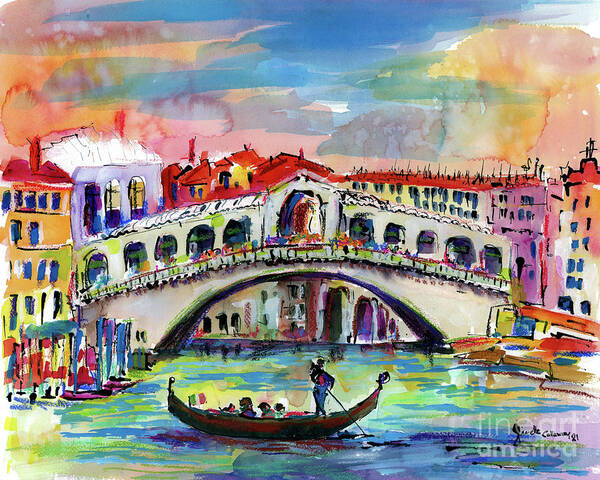 Venice Italy Poster featuring the painting Venice Italy Sparkling Summer Day by Ginette Callaway