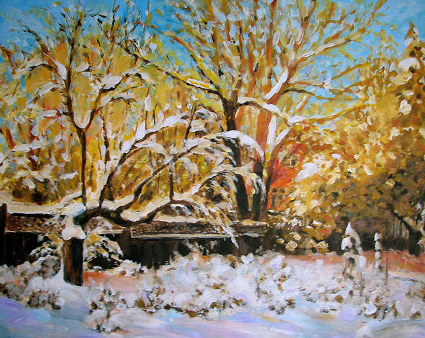 Snow Poster featuring the painting Before They Were Gone by Anne F Marshall