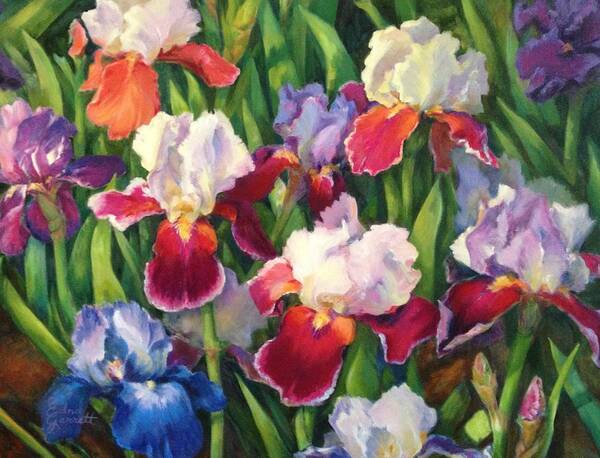Floral Poster featuring the painting Irises2 by Edna Garrett