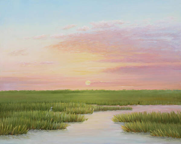 Coastal Marsh Poster featuring the painting Before The Sun Sets by Audrey McLeod