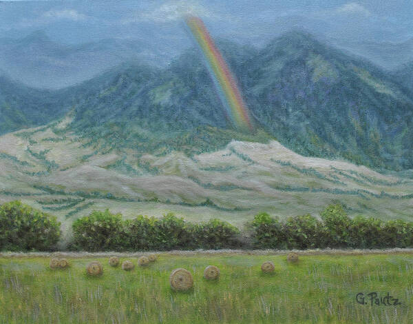Wall Art Poster featuring the painting Montana Mountain Rainbow by Gay Pautz
