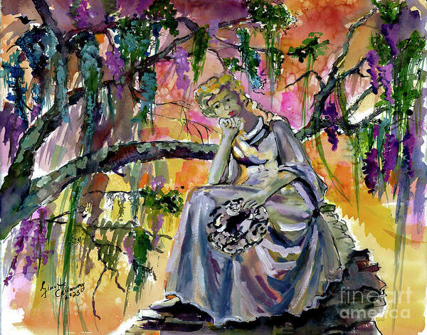 Savannah Bonaventure Cemetery Poster featuring the painting Savannah Bonaventure Cemetery Memories by Ginette Callaway