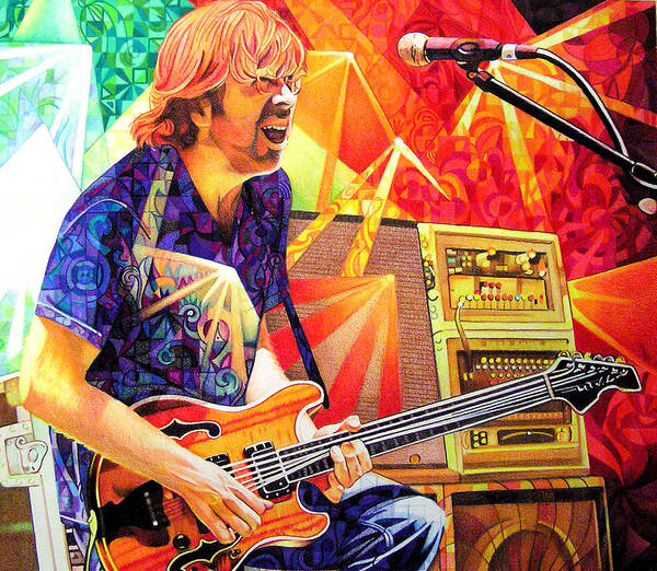 Trey Anastasio Poster featuring the drawing Trey Anastasio Squared by Joshua Morton