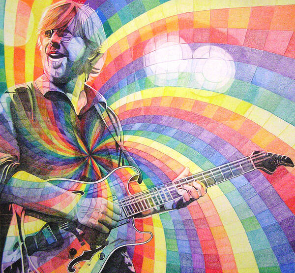 Phish Poster featuring the drawing Trey Anastasio Rainbow by Joshua Morton