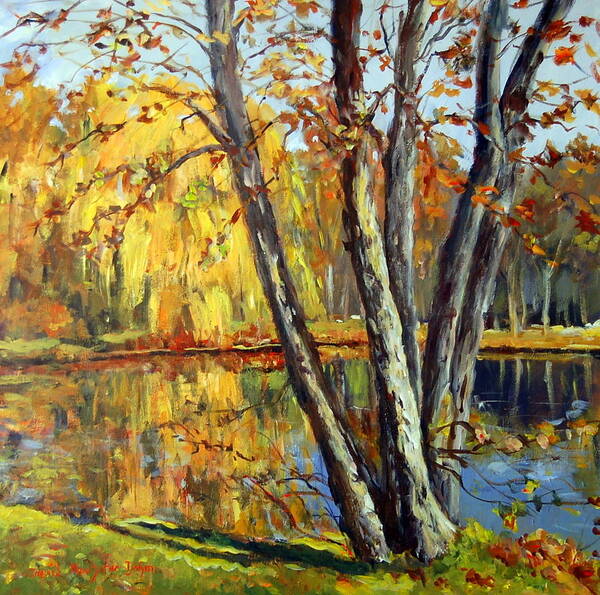 Landscape Poster featuring the painting Autumn Sunlight by Ingrid Dohm