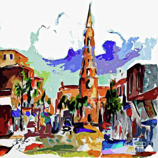 Charlest Poster featuring the mixed media Charleston South Carolina Saint Philips Church by Ginette Callaway