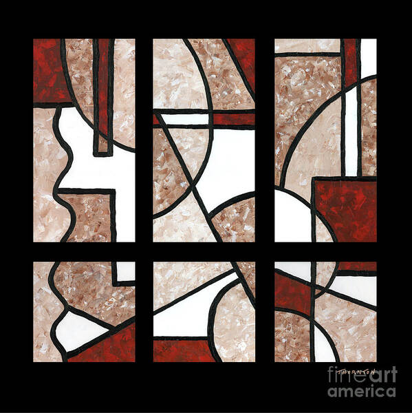 Abstract Poster featuring the painting Compartments Six Panels by Diane Thornton