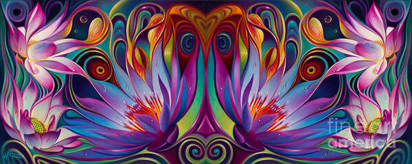 Lotus Poster featuring the painting Double Floral Fantasy by Ricardo Chavez-Mendez
