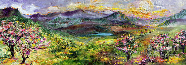 Mountain Oil Paintings Poster featuring the painting Georgia Mountain Retreat In Spring by Ginette Callaway