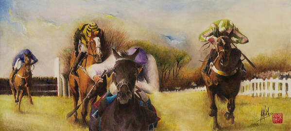 Race Horse Poster featuring the painting The Home Straight by Alan Kirkland-Roath