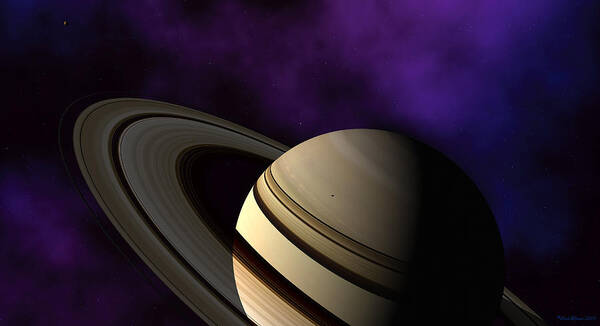 Space Poster featuring the digital art Saturn rings Close-up by David Robinson