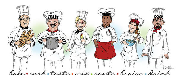 Chef Poster featuring the mixed media My Chefs in a Row-I by Shari Warren