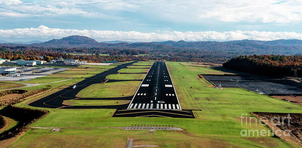 Jet Poster featuring the photograph Asheville Regional Airport Runway 16 Landing Approach Aerial Vie by David Oppenheimer