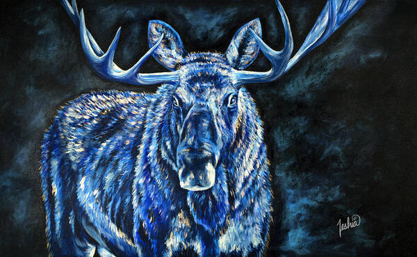 Moose Poster featuring the painting Electric Moose by Teshia Art