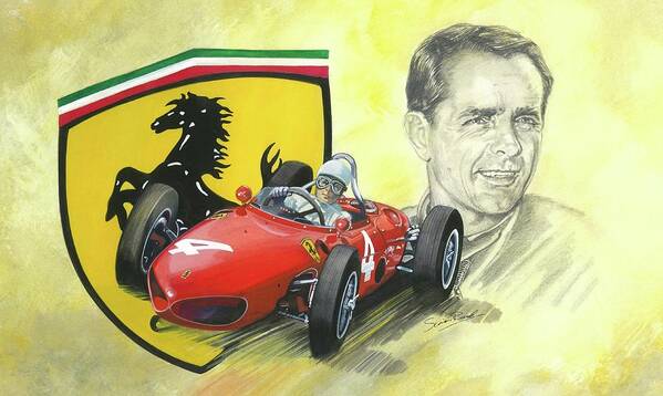 Ferrari Poster featuring the painting The Ferrari Legends - Phil Hill by Simon Read