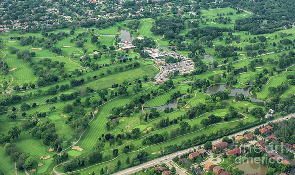 Silver Lake Country Club Poster featuring the photograph Silver Lake Country Club Golf Course in Chicago Aerial View by David Oppenheimer