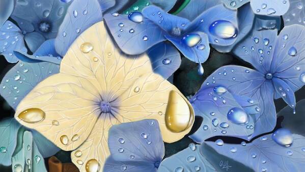 Plants Poster featuring the digital art Blue Hydrangeas by Douglas Day Jones