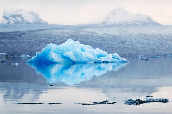 Autumn Poster featuring the photograph Glacial lake with icebergs at sunrise Iceland #2 by Matteo Colombo