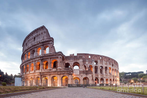Rome Poster featuring the photograph Colosseum at sunrise Rome Italy by Matteo Colombo