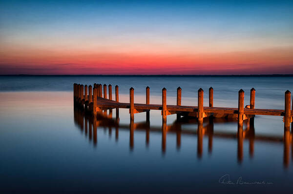 Currituck Sound Poster featuring the photograph Dock on Currituck Sound 5665 by Dan Beauvais