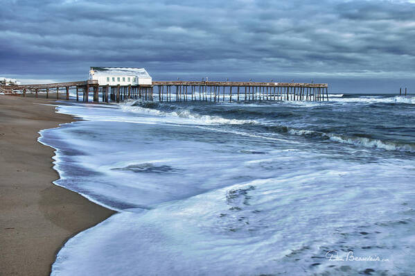 Kitty Hawk Pier Poster featuring the photograph Kitty Hawk Pier in Snow 6852 by Dan Beauvais