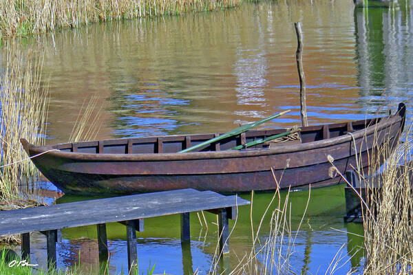 Boat Poster featuring the photograph Rowboat and Blue Reflections by Claudia O'Brien