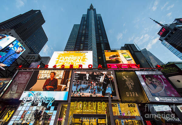 Times Square Poster featuring the photograph Times Square in New York City - 1540 Broadway - Disney Store - Forever 21 by David Oppenheimer