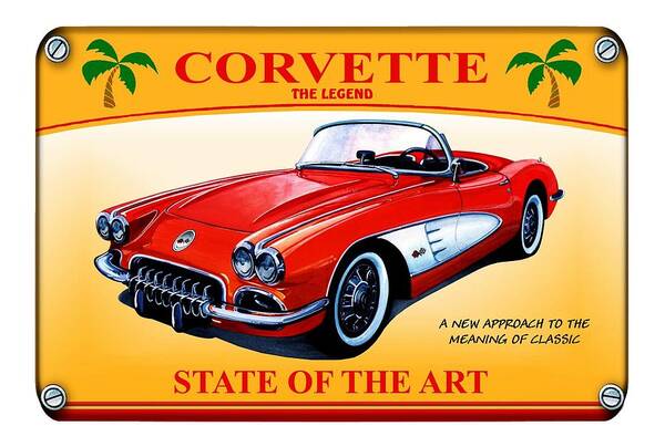 Watercolour Poster featuring the mixed media Corvette C1-The Legend by Simon Read
