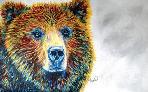 Grizzly Poster featuring the painting Bear Daze by Teshia Art
