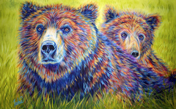 Grizzly Poster featuring the painting Just the Two of Us by Teshia Art