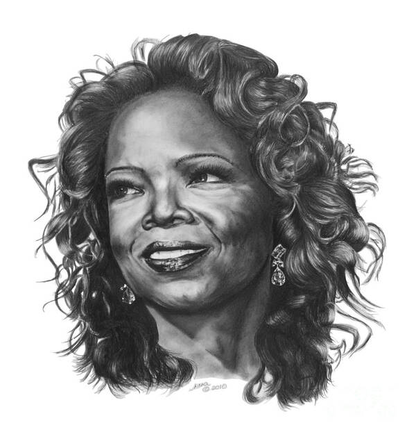 Woman Poster featuring the drawing Oprah by Marianne NANA Betts