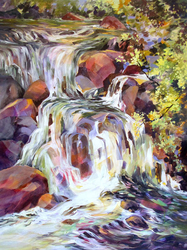 Waterfall Poster featuring the painting White Water Tumble by Rae Andrews