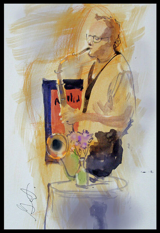 Musician Poster featuring the painting Sax Man by Gertrude Palmer