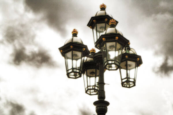 Street Lamp Poster featuring the photograph British Street Lamp Against Cloudy Sky by Vlad Baciu