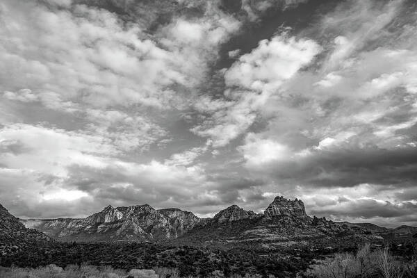 Sedona Poster featuring the photograph Sedona Red Rock Country BnW Arizona Landscape 0986 by David Haskett II