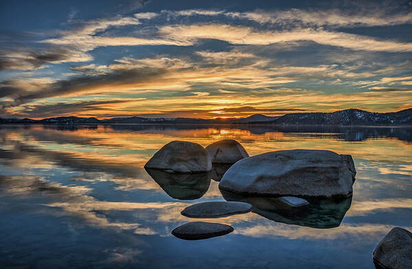 Sunset Poster featuring the photograph Sunset stones #1 by Martin Gollery