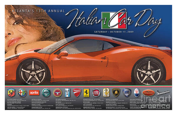 Car Poster featuring the digital art 2009 Atlanta Italian Car Day Poster by Rick Andreoli