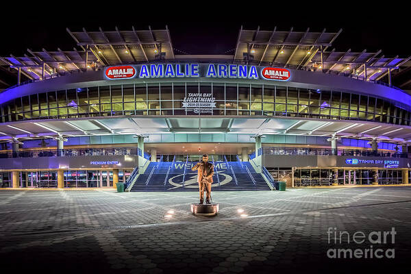 Night Photography Poster featuring the photograph Amalie Arena at Night by Jason Ludwig Photography