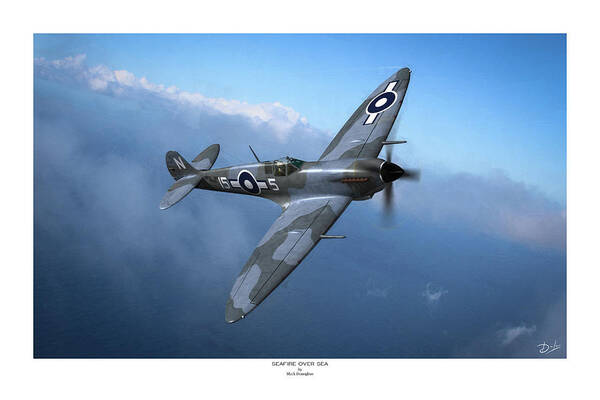 Wwii Poster featuring the digital art Seafire Over Sea - Titled by Mark Donoghue