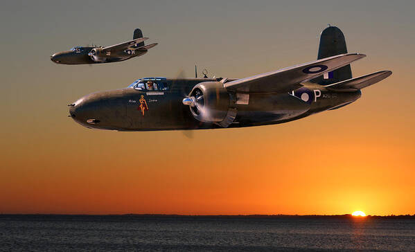 Raaf Poster featuring the digital art Red Sky at Morning - RAAF Version by Mark Donoghue