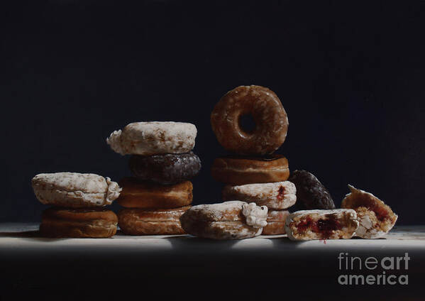 Donuts Poster featuring the painting Bakers Dozen by Lawrence Preston