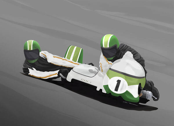 Sidecar Poster featuring the digital art Sidecar Racer by Colin Tresadern