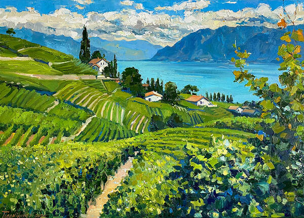 Canvas Prints Tags Poster featuring the painting Lavaux by Print Shop Geneva
