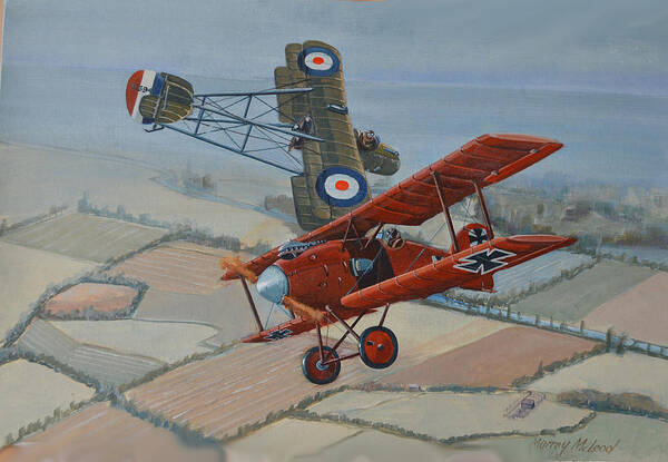 Aviationart Poster featuring the painting Richtofen and Hawker Combat by Murray McLeod