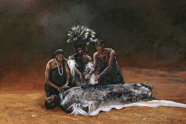 African Art Poster featuring the painting Death of Nandi by Ronnie Moyo