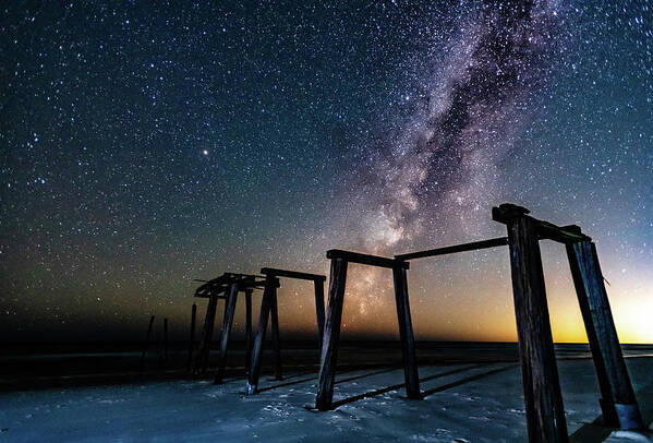 Stars Poster featuring the photograph Milky Way Over Camp Helen Pier - Landscape by Kurt Lischka